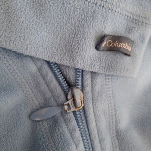 COLUMBIA Light Fleece Full Zip Hoodie Light Jacket Blue Sz S Flawed - Picture 12 of 12